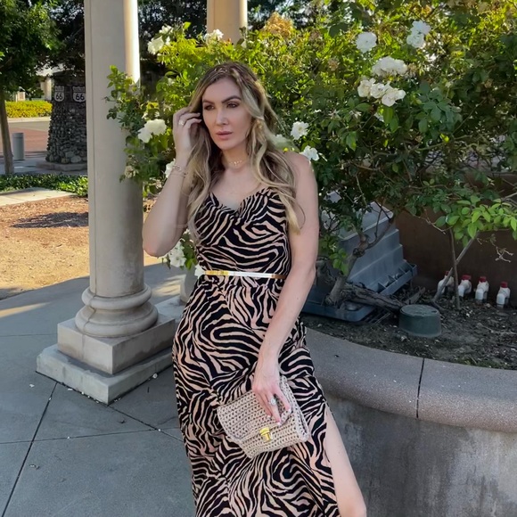 gold and black zebra print dress BROWN ZEBRA LONG DRESS – AndreaAlmeida main image 0